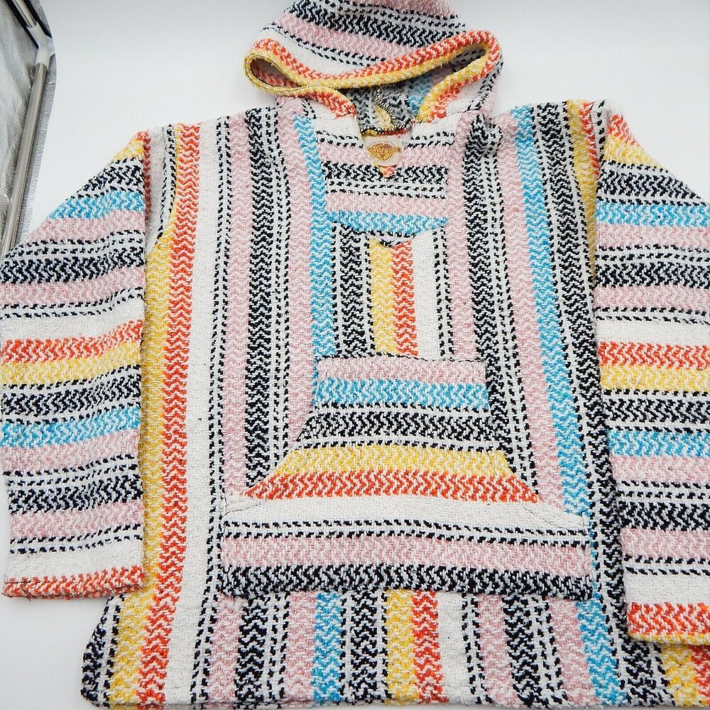 Earth Ragz Women's Boho Hippie Hoodie Long Sleeve Colorful Striped Sized Small